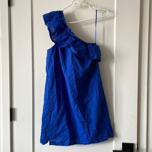 J. crew blue, one shoulder dress, medium